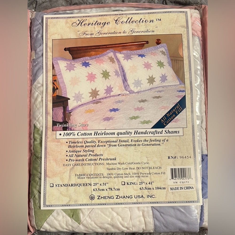 NWT - Heritage Collection 100% Cotton Twinkling Stars Standard Sham, 25”X31”